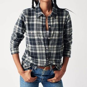 FAHERTY Legend Sweater Shirt Navy Plaid